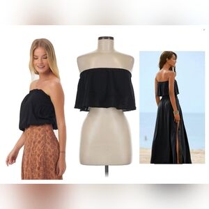 superdown Black Strapless Crop Top